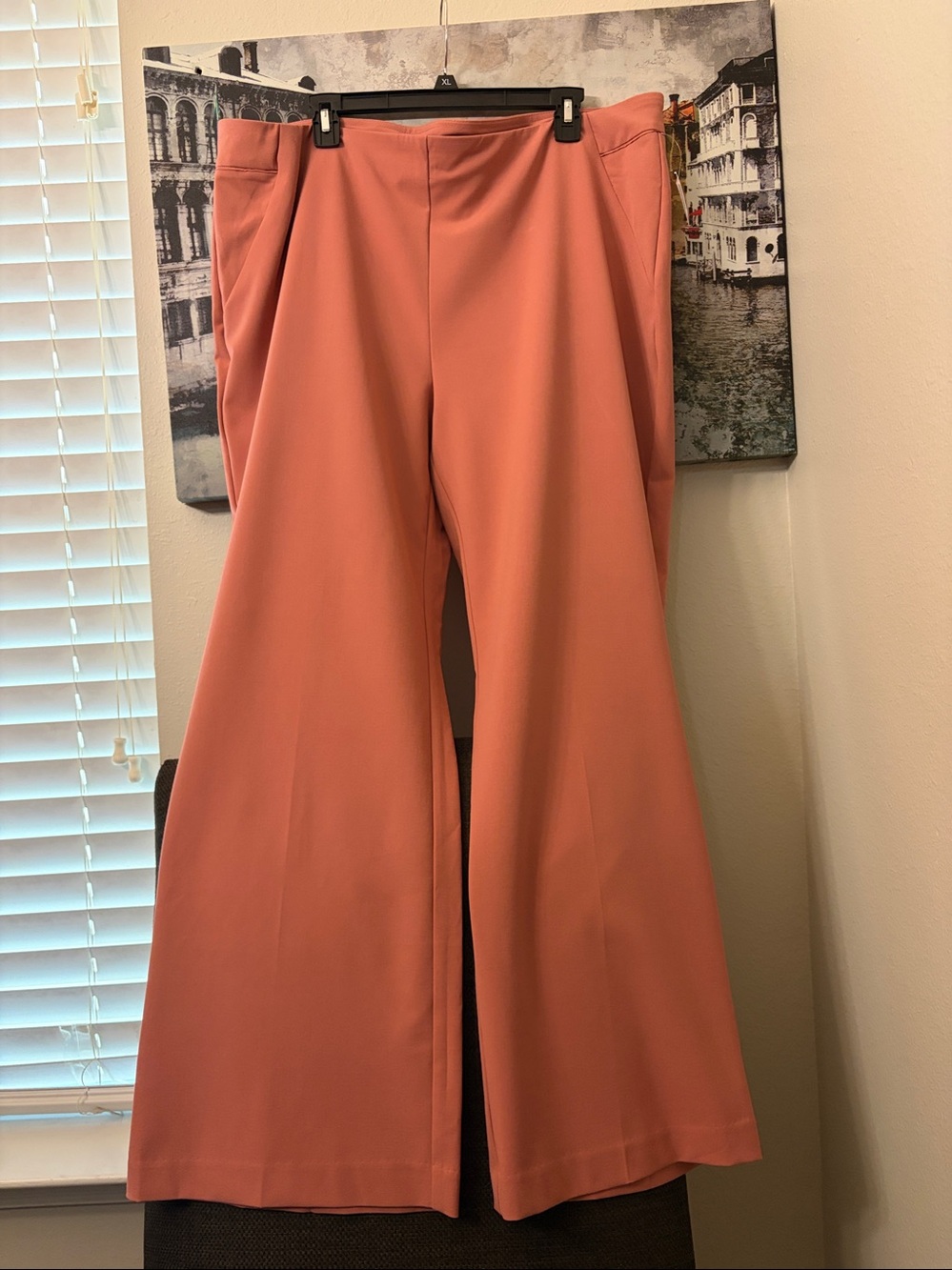 Roz & Ali Dusty Coral Wide-Leg Pants, Ponte Trousers 18W(salmon color)
